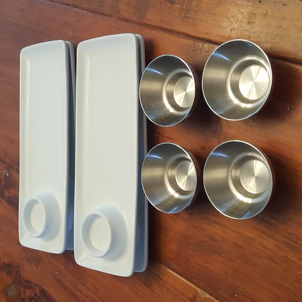 8 Piece UMBRA snack Set For 4 With Stainless Steel Bowls